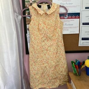 Liz Claiborne petite yellow orange floral collared sleeveless pencil dress